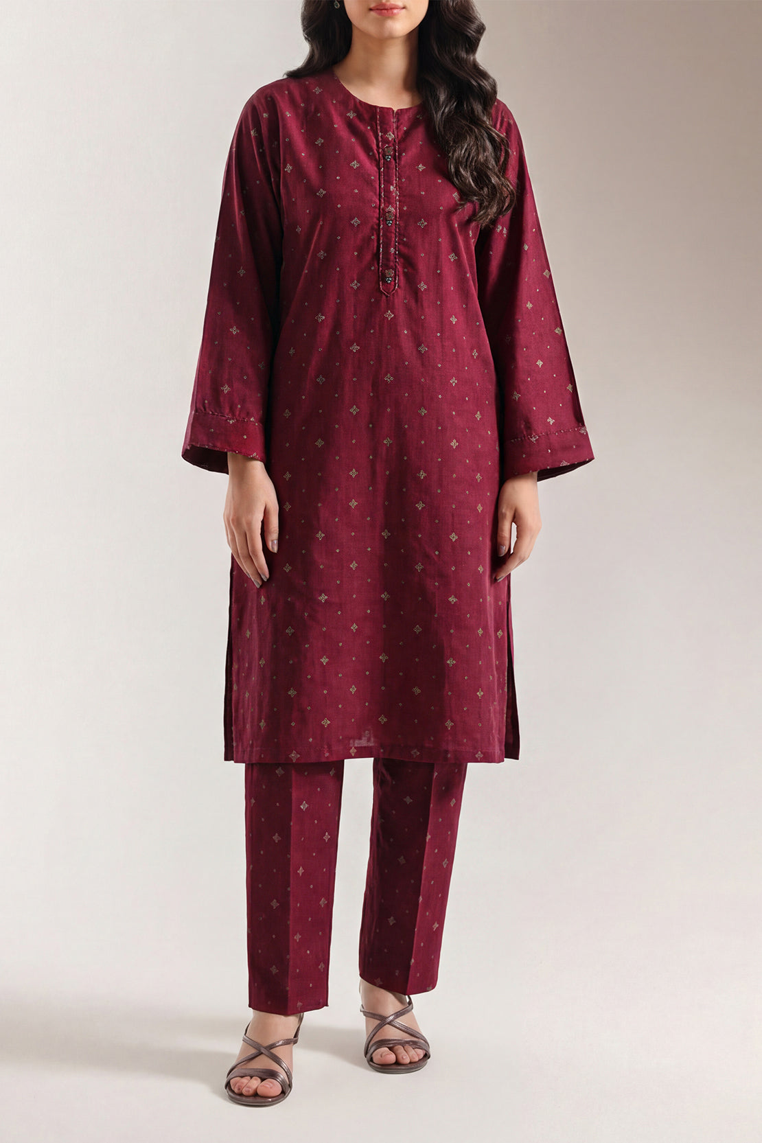 Embroidered Cotton Jacquard Stitched 2 Piece (Shirt/Trouser) – SAYA