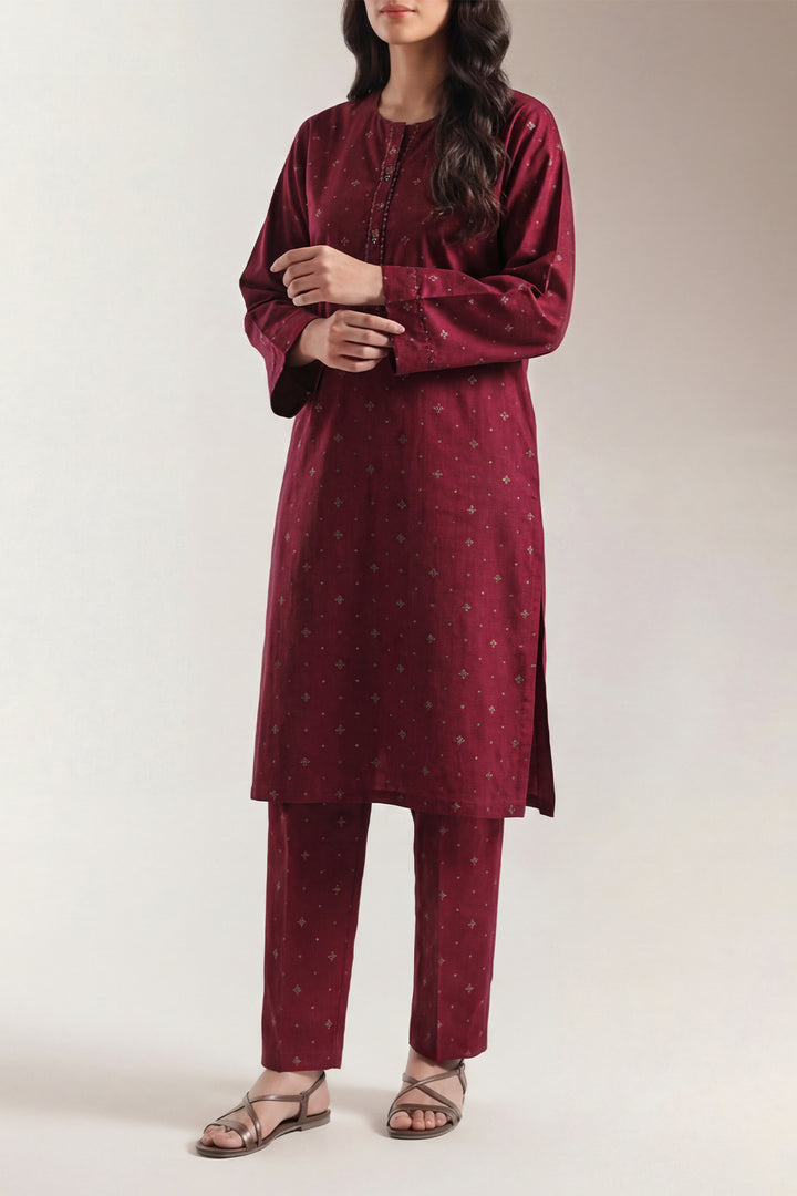 Embroidered Cotton Jacquard Stitched 2 Piece (Shirt/Trouser) – SAYA