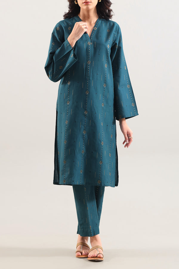 Cotton Jacquard Stitched 2 Piece (Shirt/Trouser)