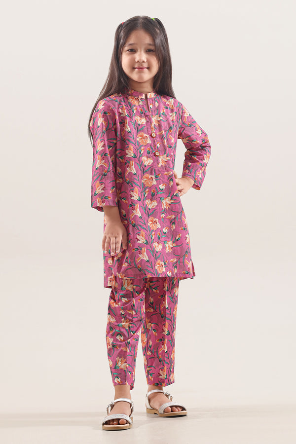 Printed Strip Lawn Stitched 2 Piece (Shirt/Trouser) For Kids