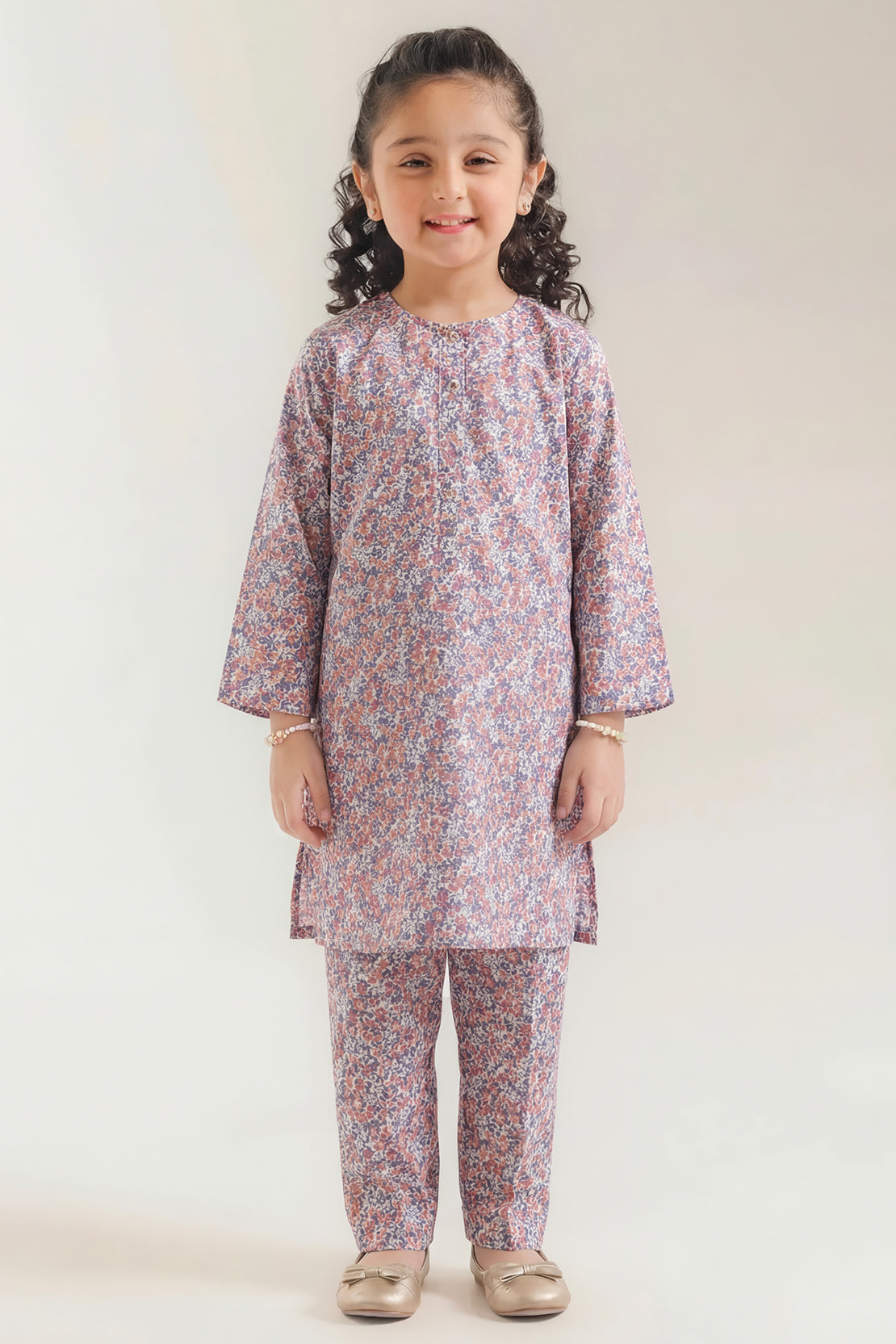 Stitched Strip Lawn Shirt For Kids