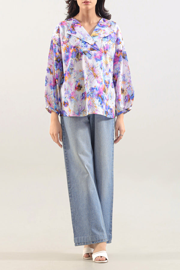 Printed Strip Lawn Stitched Shirt