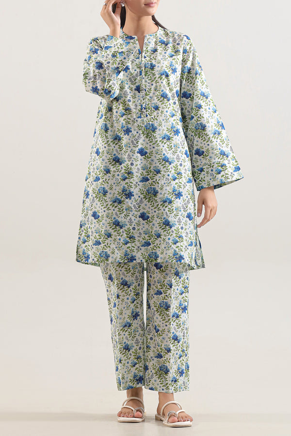 Printed Self Strip Lawn Stitched 2 Piece (Shirt/Trouser)