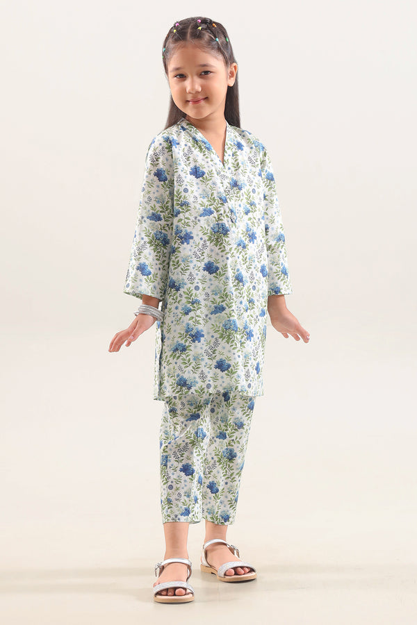 Printed Self Strip Lawn Stitched 2 Piece (Shirt/Trouser) For Kids