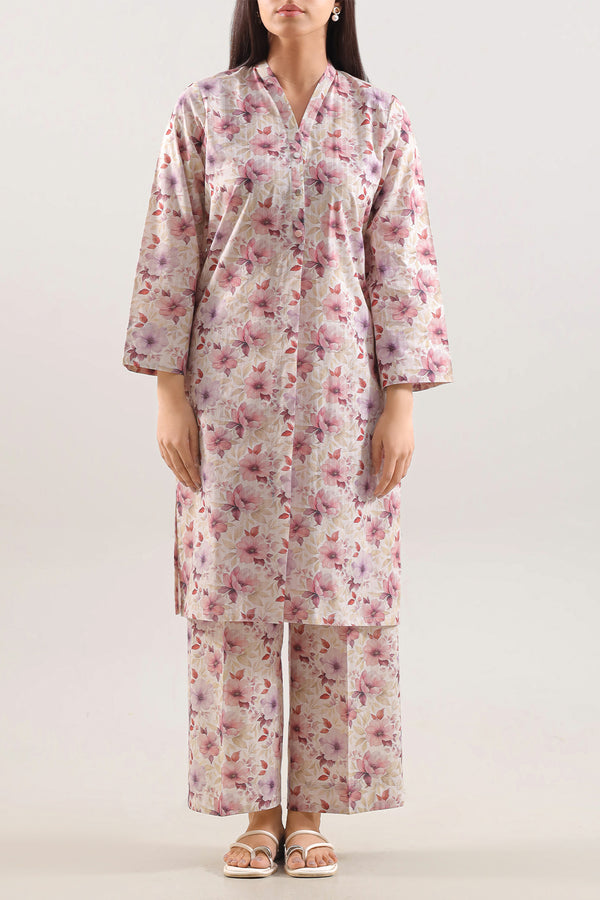 Printed Self Strip Lawn Stitched 2 Piece (Shirt/Trouser)