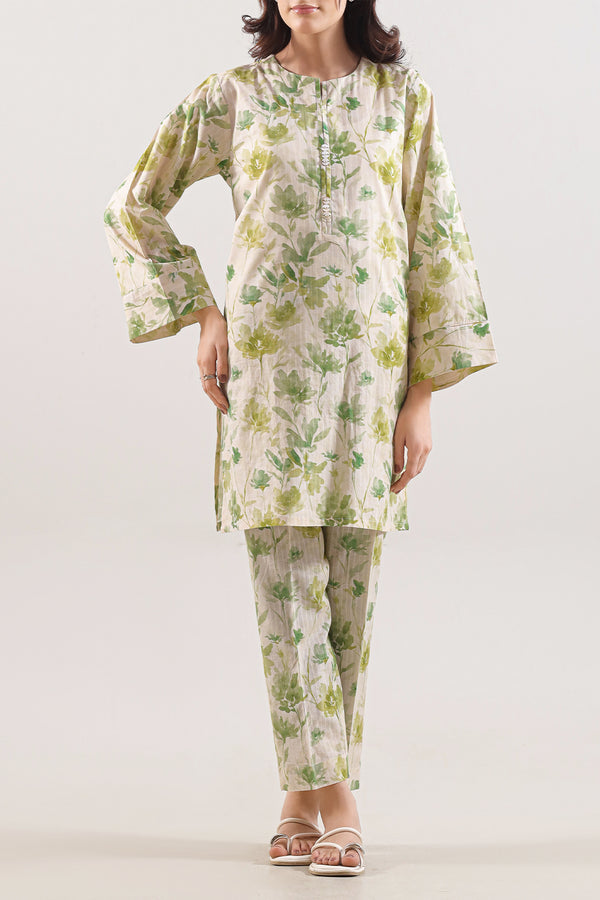 Printed Self Strip Lawn Stitched 2 Piece (Shirt/Trouser)