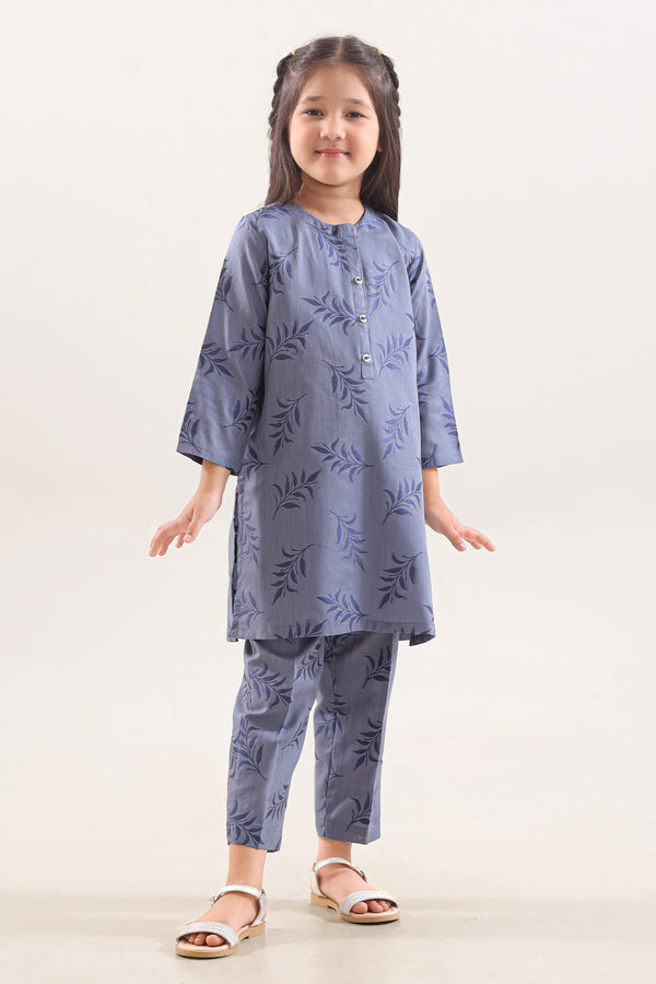 Stitched Cotton Jacquard 2 Piece (Shirt/trouser) For Kids