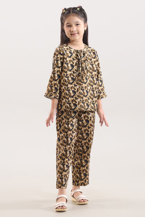 Printed Khaddar Stitched Shirt/Trouser For Kids