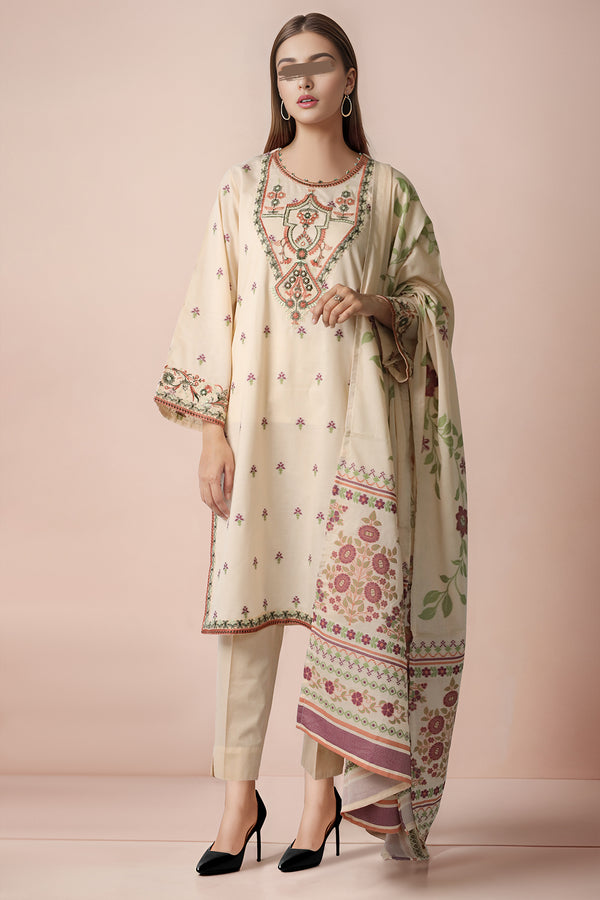 Embroidered Cotton Jacquard Stitched 2 Piece (Shirt/Dupatta)