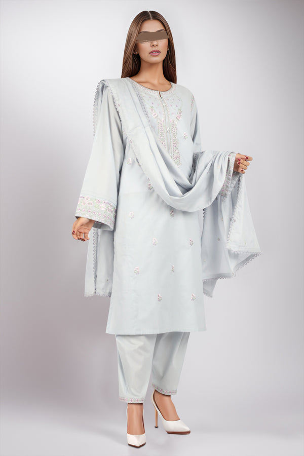 Luxury Pret Embroidered Cotton Stitched 2 Piece Shirt/Trouser