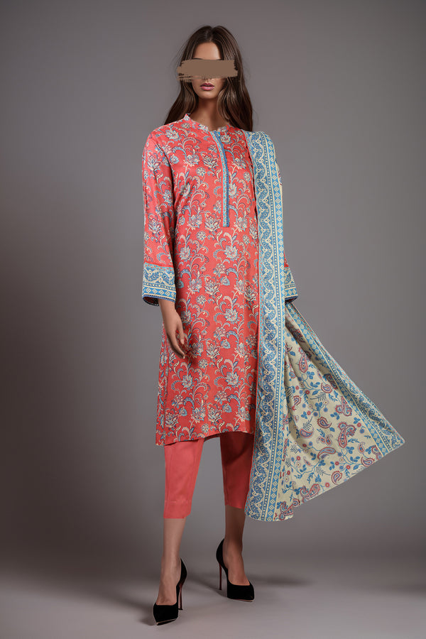 Printed Arabic Linen Stitched 3 Piece