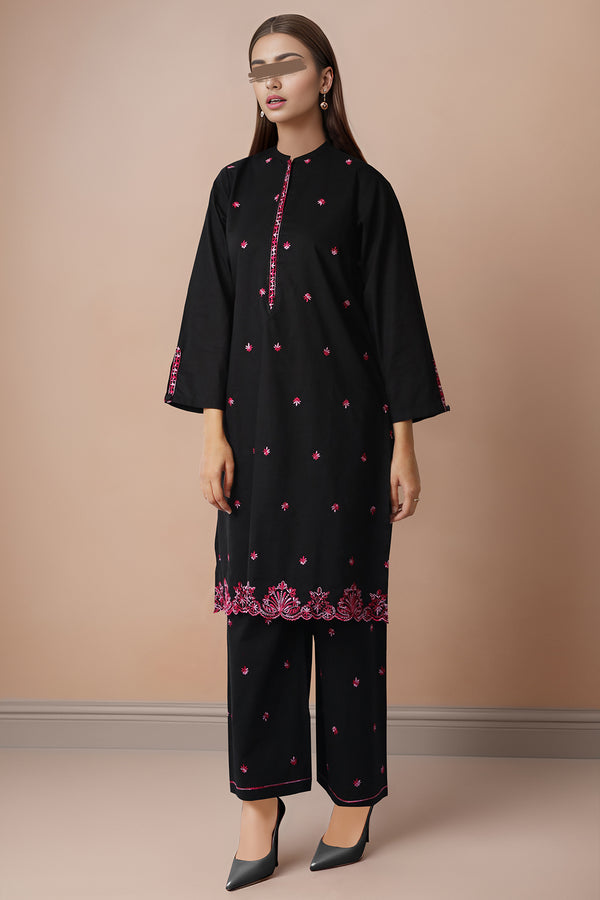 Solid Embroidered Cross Hatch Stitched 2 Piece (Shirt/Trouser)