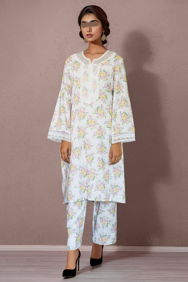 Printed + Embroidered Khaddar Stitched 2 Piece (Shirt/Trouser)