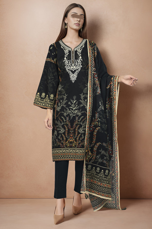 Printed Embroidered cotton Filament Stitched 2 Piece (Shirt/Dupatta)