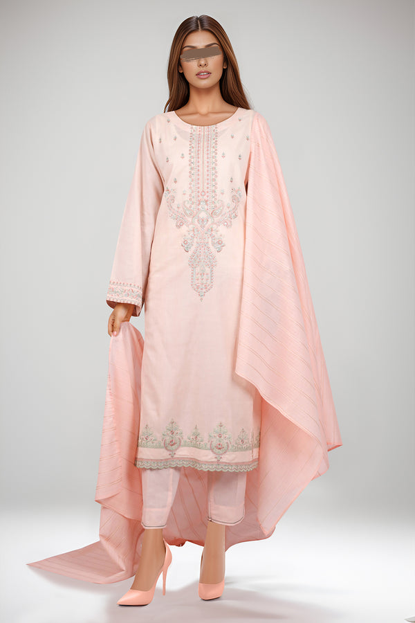 Embroidered Cotton Jacquard Stitched 3 Piece