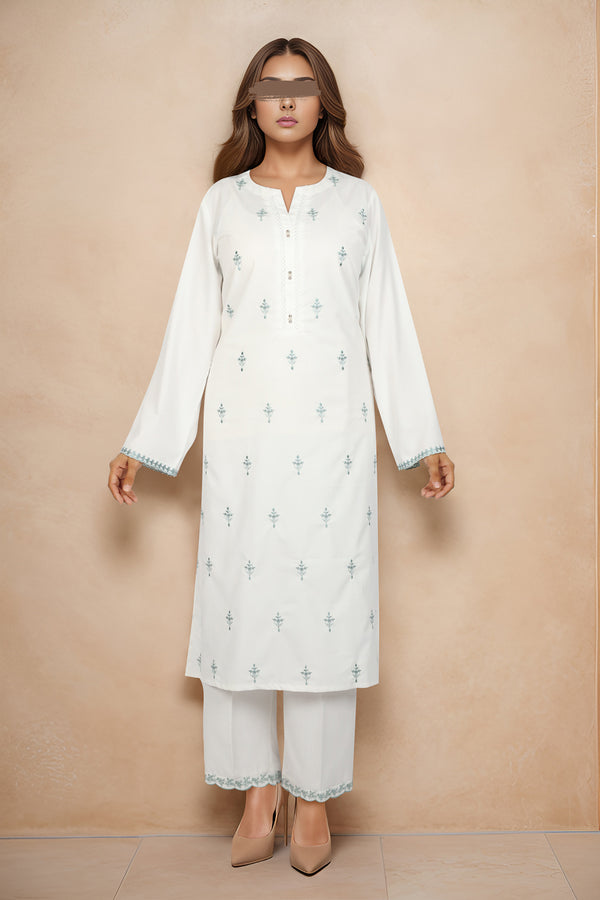 Solid Embroidered Wash n Wear Stitched 2 Piece (Shirt/Trouser)