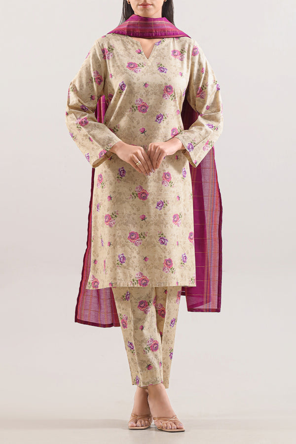 Printed Khaddar Stitched 3 Piece