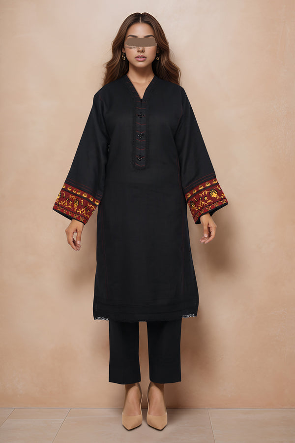 Solid Embroidered Cotton Stitched 2 Piece (Shirt/Trouser)