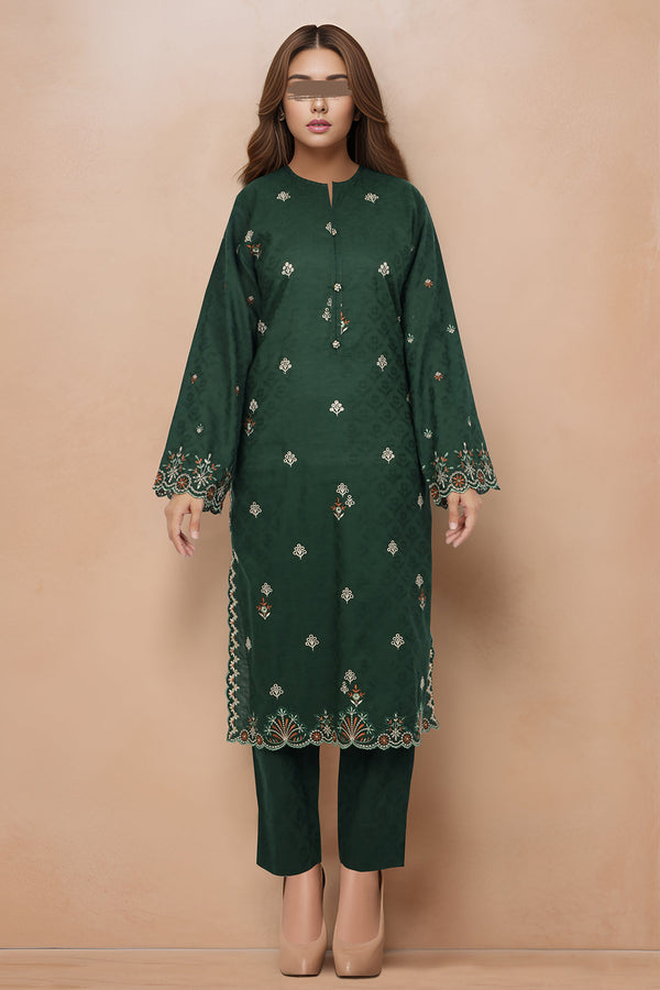 Cotton Jacquard Embroidered Stitched 2 Piece (Shirt/Trouser)