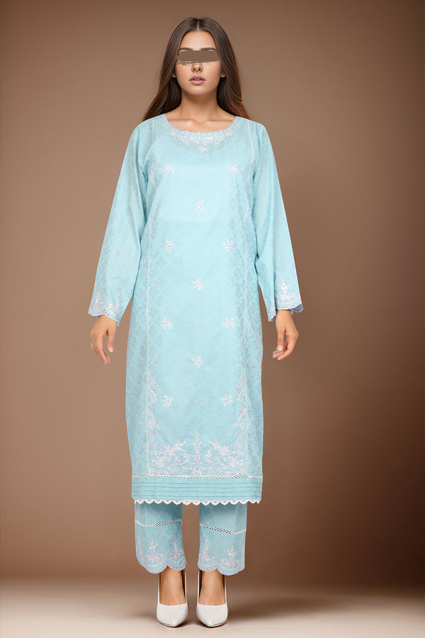 Embroidered Cotton Jacquard Stitched 2 Piece (Shirt/Trouser)