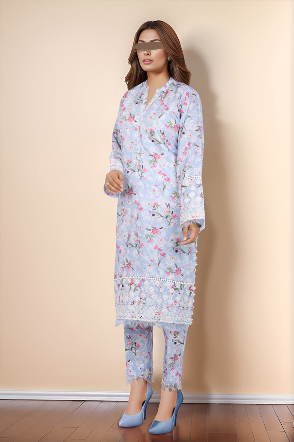Printed Embroidered Cotton Filament Stitched 2 Piece (Shirt/Trouser)