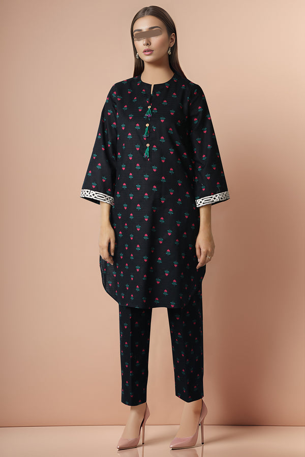 Printed Embroidered Cotton Dobby Stitched 2 Piece (Shirt/Trouser)
