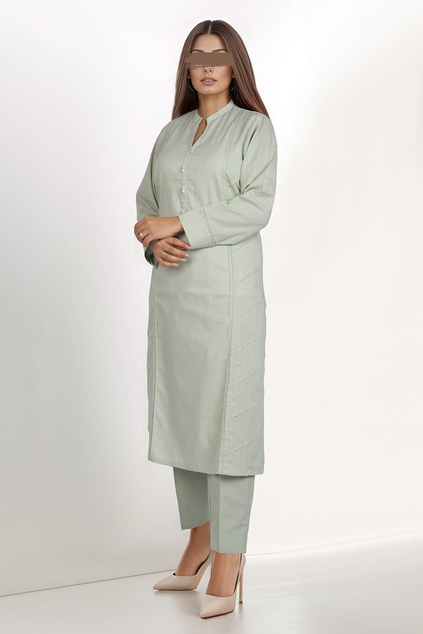 Solid Slub Viscose Stitched 2 Piece (Shirt/Trouser)