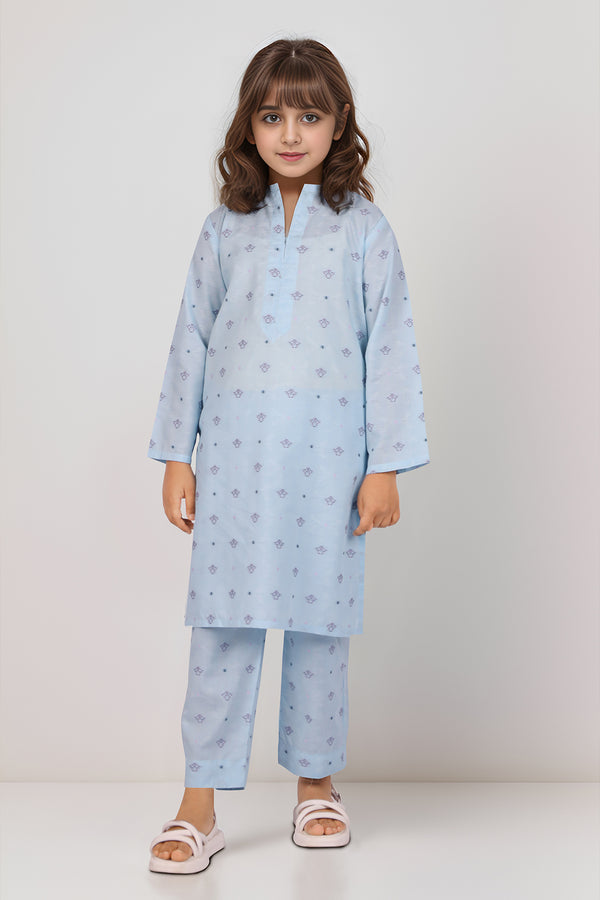 Stitched Cotton Jacquard Shirt/trouser For Kids