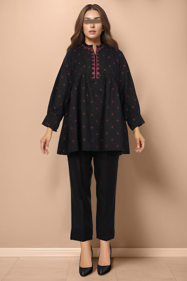 Embroidered Jacquard Cotton Stitched Shirt