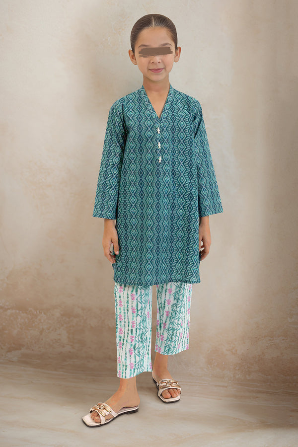 Printed Cambric Stitched Shirt/trouser For Kids