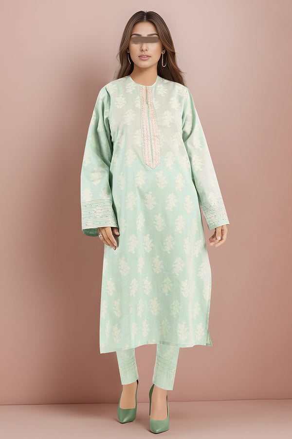 Cotton Jacquard Embroidered Stitched 2 Piece (Shirt/Trouser)