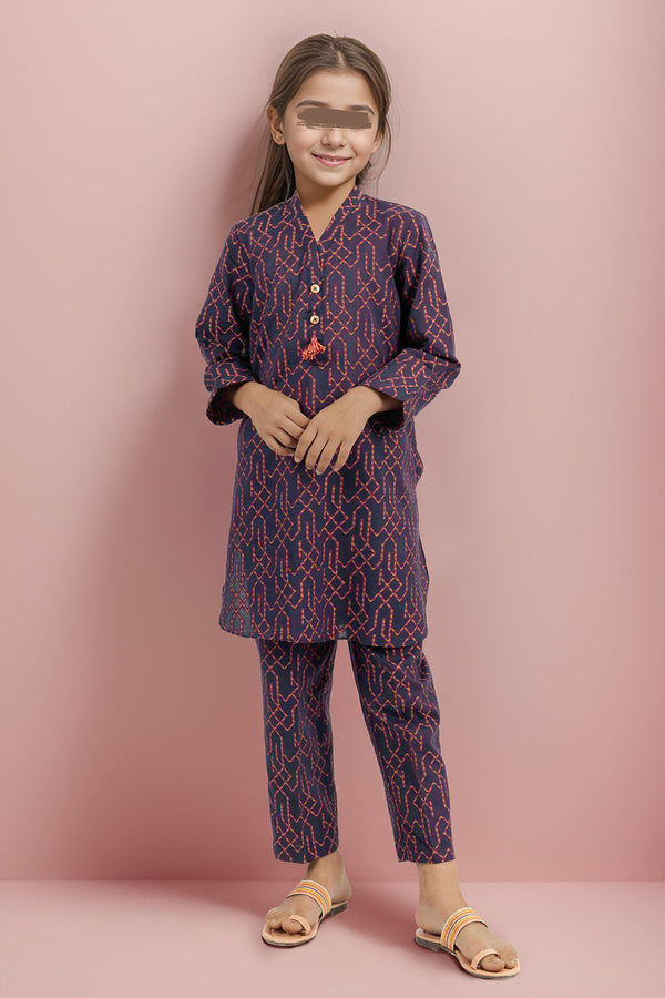 Stitched Cotton Jacquard Shirt/trouser For Kids