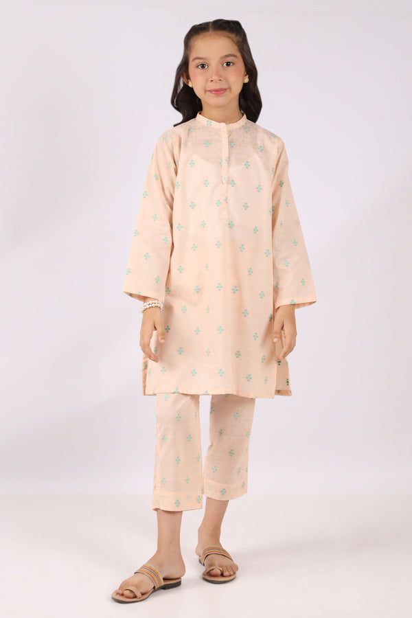 Stitched Cotton Jacquard Shirt/trouser For Kids