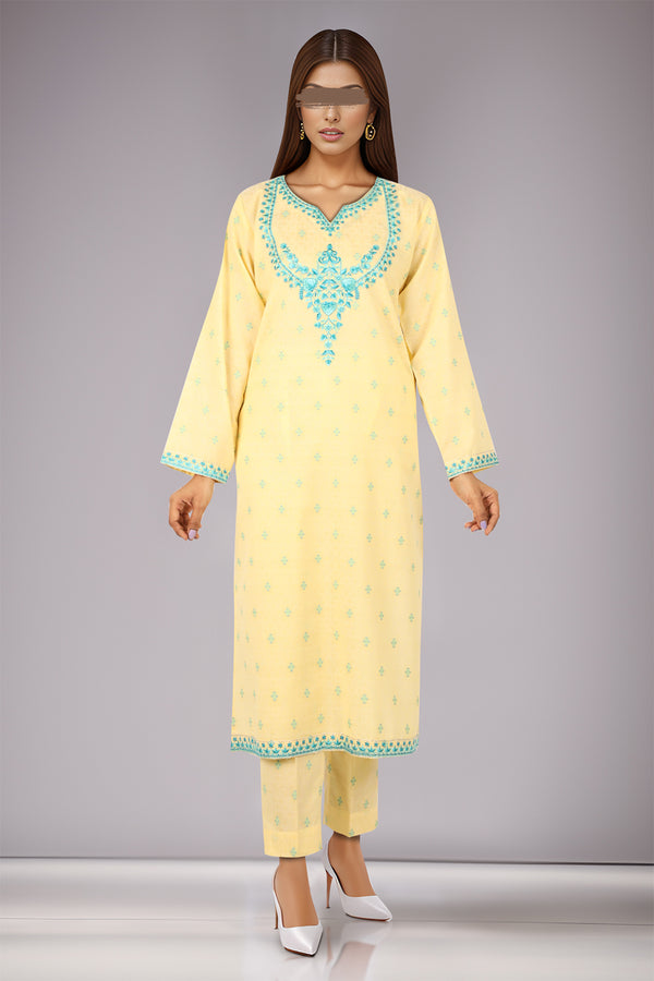 SAYA's Printed Cotton Jacquard Embroidered Stitched For Mom And Daughter