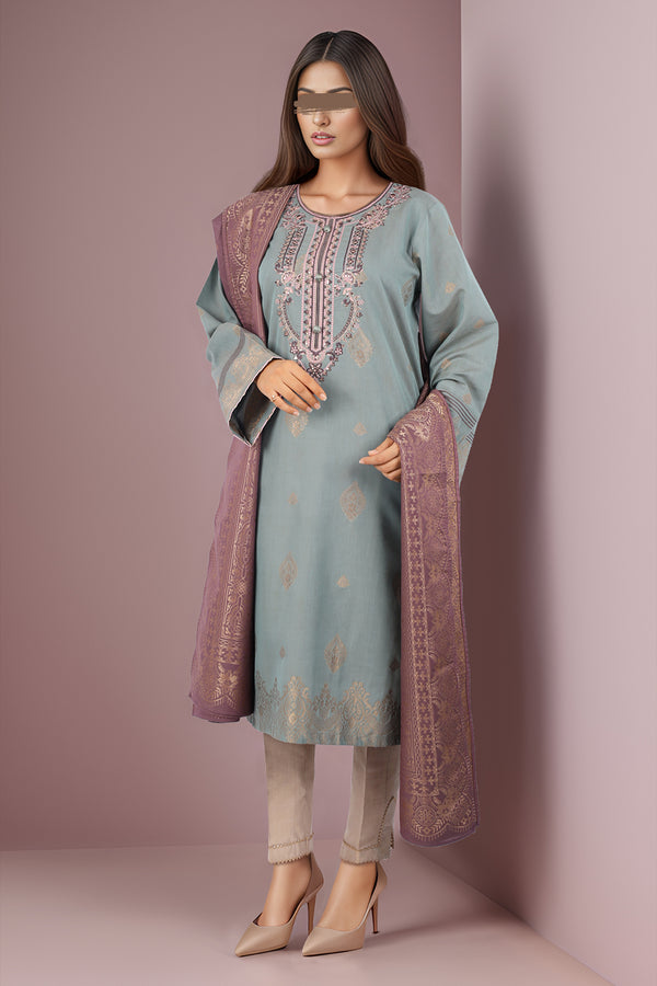 Embroidered Cotton Jacquard Stitched/Unstitched 2 Piece (Shirt/Dupatta)