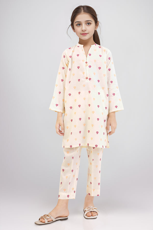 Stitched Cotton Jacquard Shirt/trouser For Kids