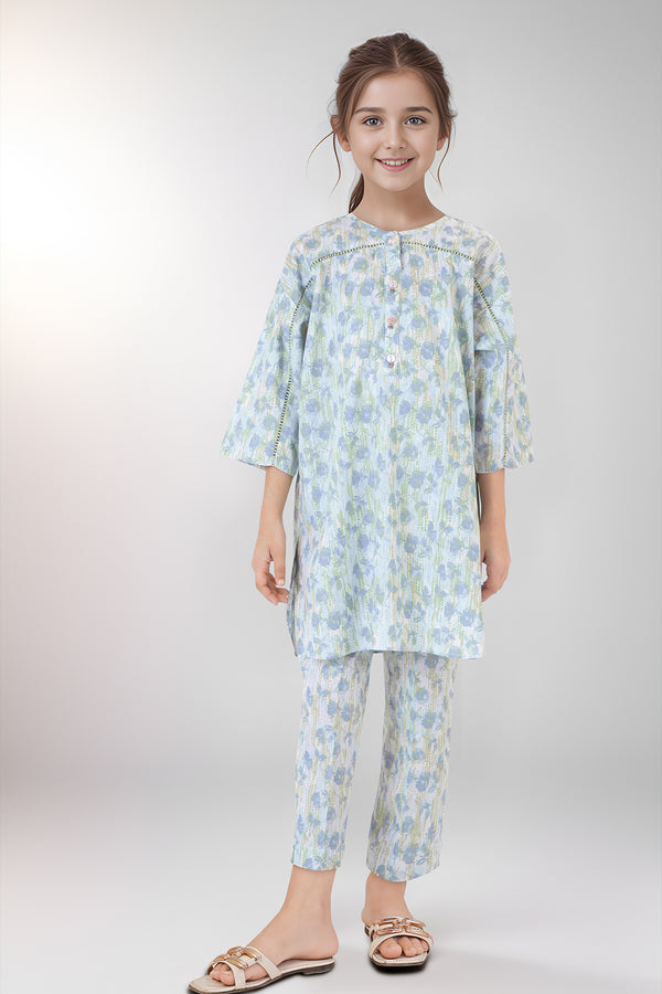 Printed Lawn Stitched 2 Piece (Shirt/Trouser) For Kids