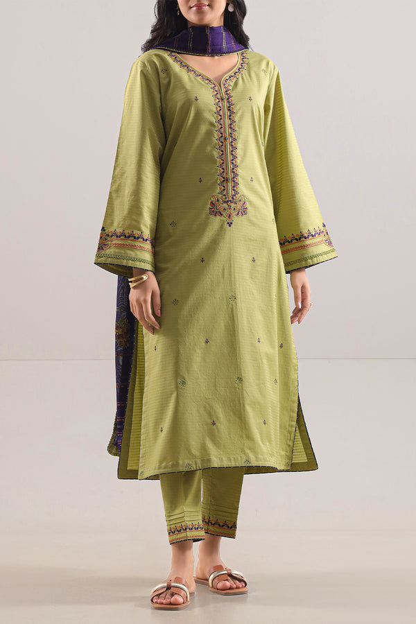 Luxury Pret Embroidered Cotton Jacquard Stitched 3 Piece