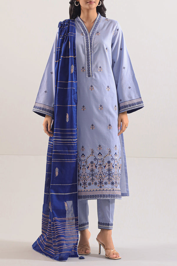 Luxury Pret Embroidered Cotton Jacquard Stitched 3 Piece