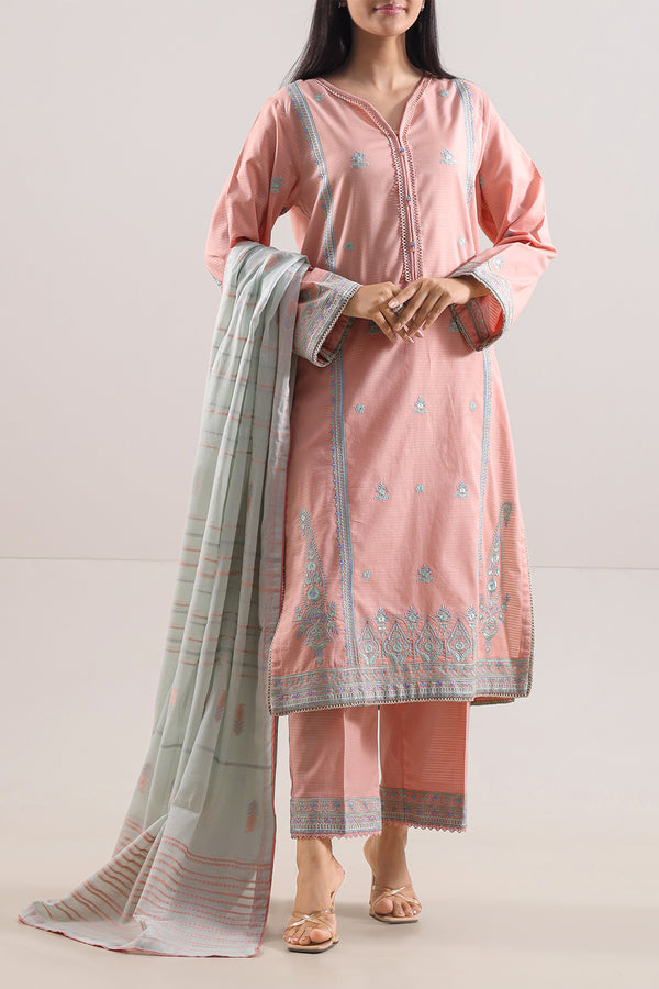 Luxury Pret Embroidered Cotton Jacquard Stitched 3 Piece