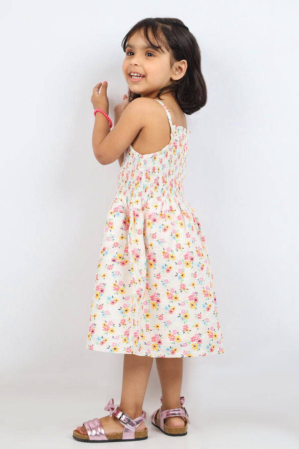 Stitched Cotton Dobby Smock Frock For Kids