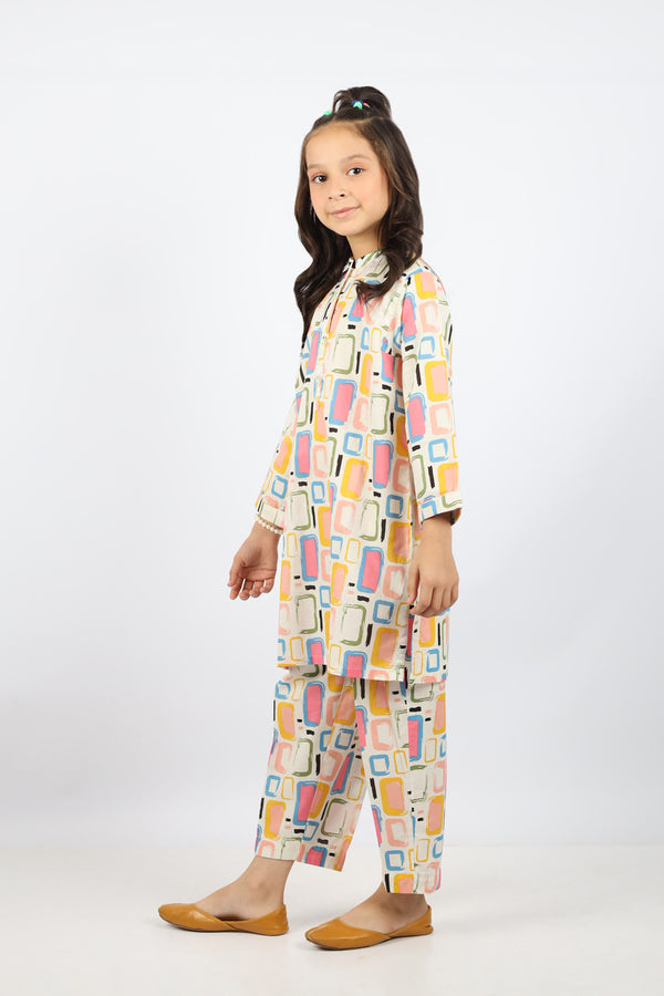 Printed Cambric Stitched Shirt/trouser For Kids