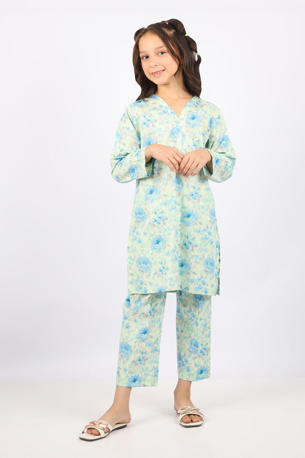 Printed Lawn Stitched 2 Piece (Shirt/Trouser) For Kids