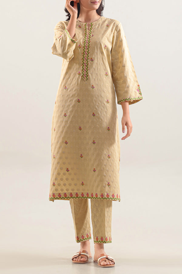 Embroidered Cotton Jacquard Stitched 2 Piece (Shirt/Trouser)