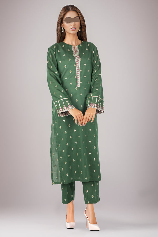 SAYA's Printed Cotton Jacquard Embroidered Stitched For Mom And Daughter