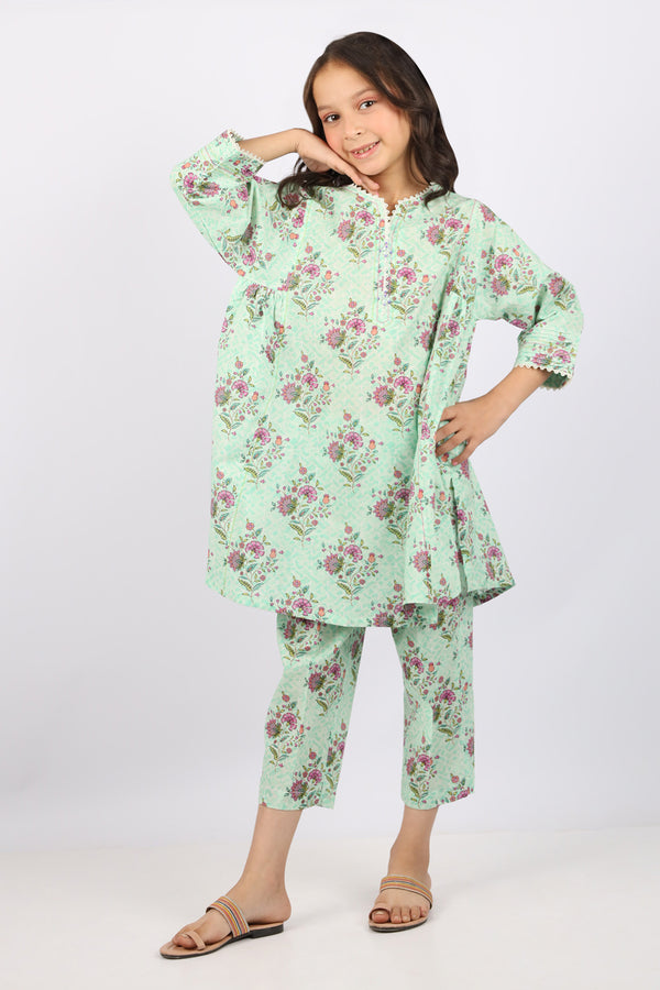 Printed Lawn Stitched 2 Piece (Shirt/Trouser) For Kids