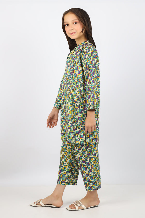 Printed Cambric Stitched Shirt/trouser For Kids