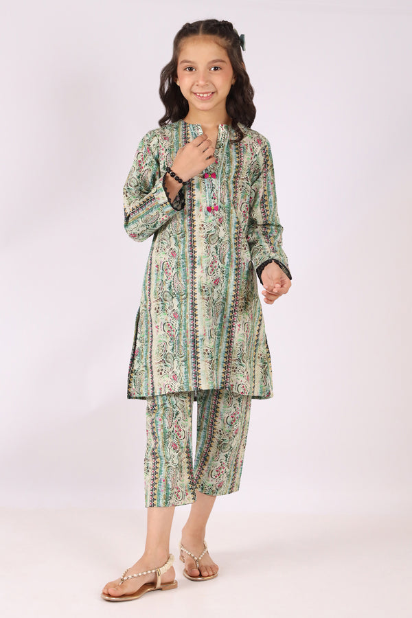 Printed Lawn Stitched 2 Piece (Shirt/Trouser)  For Kids