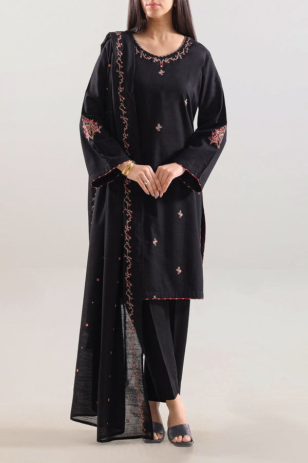 Solid Embroidered Soft Touch Cotton Stitched 2 Piece (Shirt/Trouser)