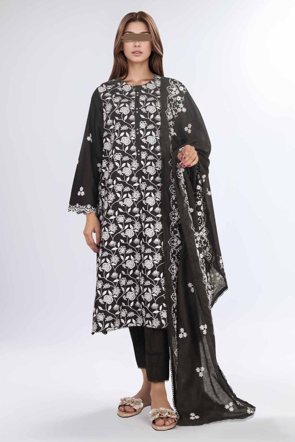 Luxury Pret Embroidered Cotton Stitched 3 Piece